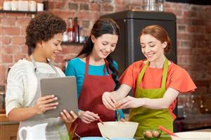 3 ladies following recipe